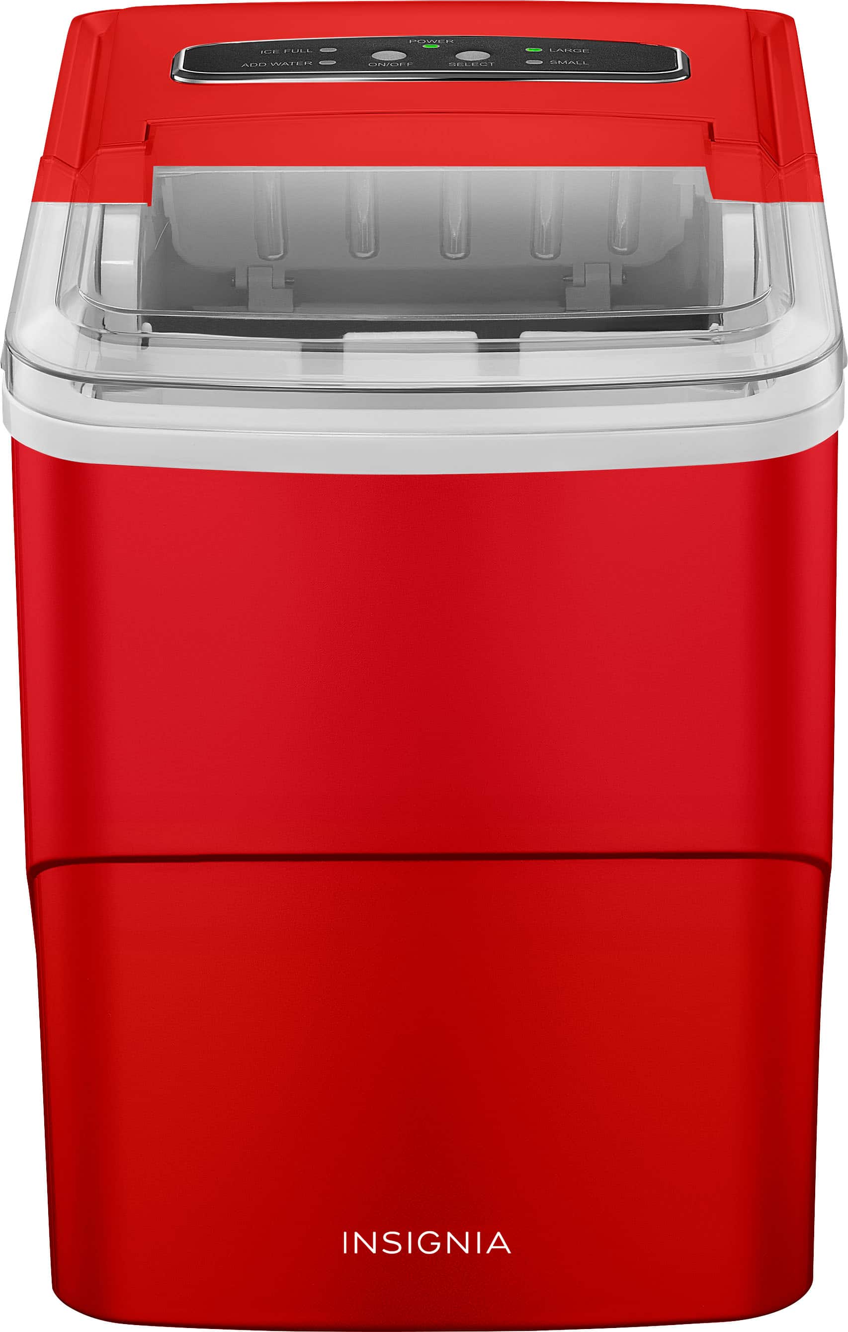 Front. Insignia™ - Portable Ice Maker with Auto Shut-Off - Red.