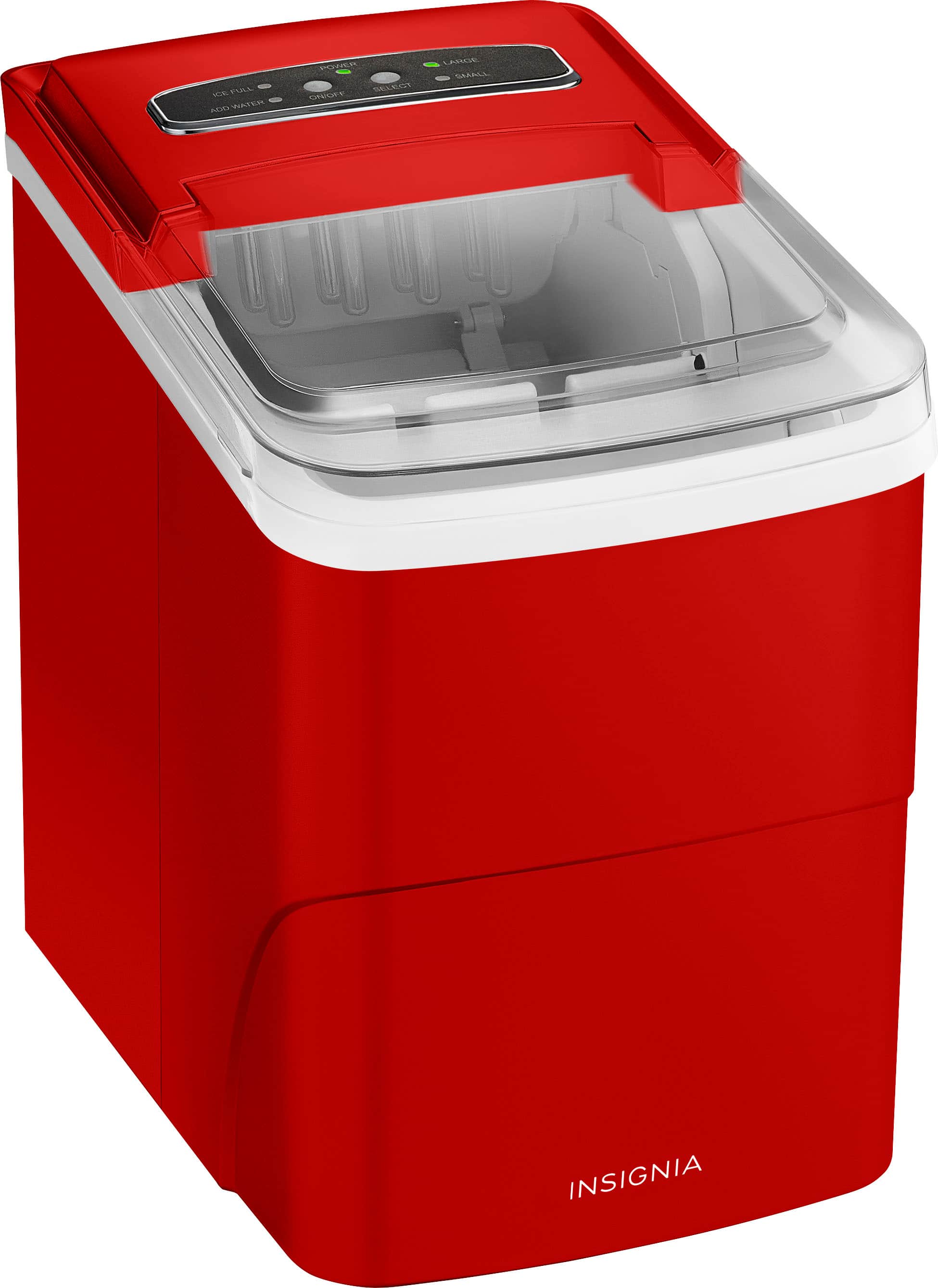 Left. Insignia™ - Portable Ice Maker with Auto Shut-Off - Red.