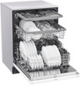 Angle. LG - 24" Front Control Smart Built-In Stainless Steel Tub Dishwasher with 3rd Rack, QuadWash, and 48dba - White.