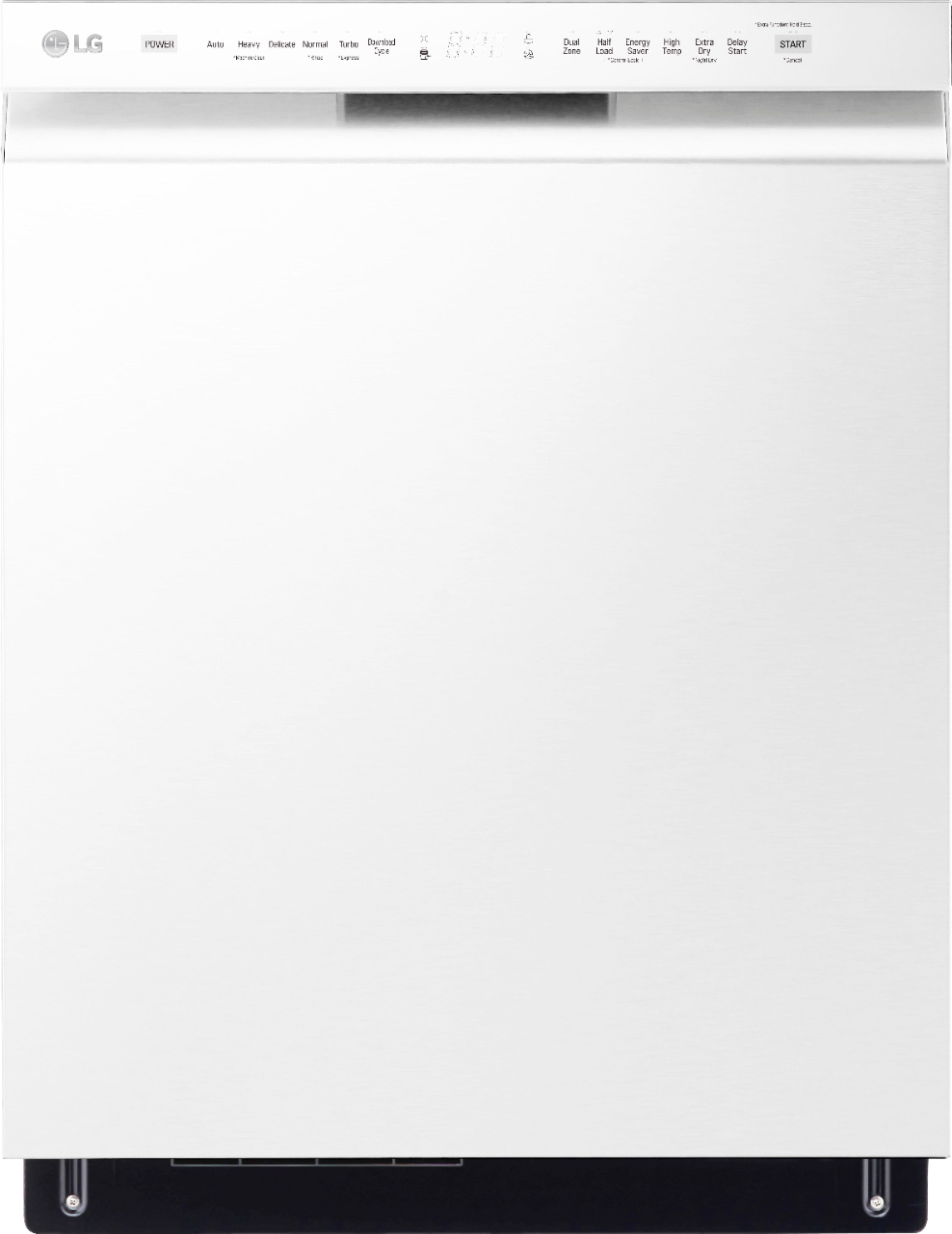 Front. LG - 24" Front Control Smart Built-In Stainless Steel Tub Dishwasher with 3rd Rack, QuadWash, and 48dba - White.