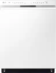 LG - 24" Front Control Built-In Stainless Steel Tub Dishwasher with 3rd Rack, QuadWash, and 48dba - White - Front_Zoom