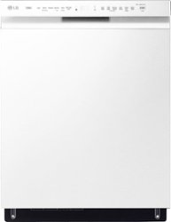 LG - 24" Front Control Smart Built-In Stainless Steel Tub Dishwasher with 3rd Rack, QuadWash, and 48dba - White - Front_Zoom