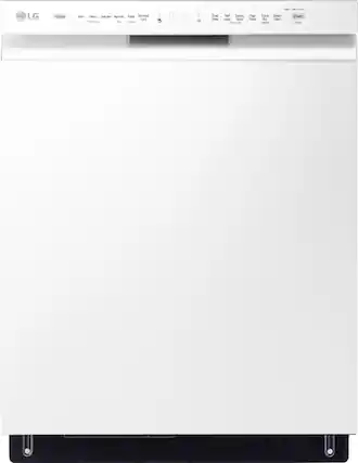 Front. LG - 24" Front Control Smart Built-In Stainless Steel Tub Dishwasher with 3rd Rack, QuadWash, and 48dba - White.