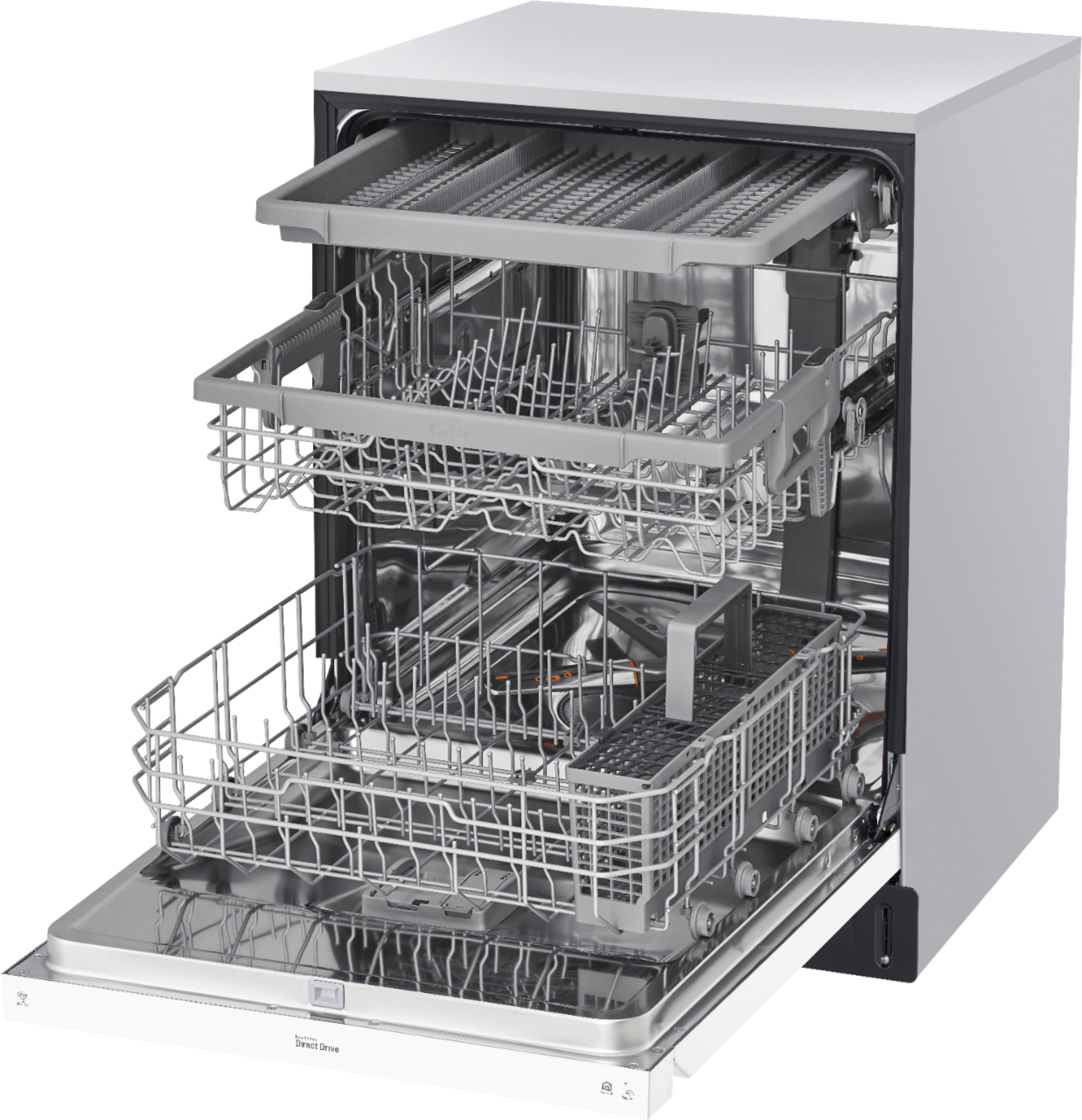 Alt View 15. LG - 24" Front Control Smart Built-In Stainless Steel Tub Dishwasher with 3rd Rack, QuadWash, and 48dba - White.