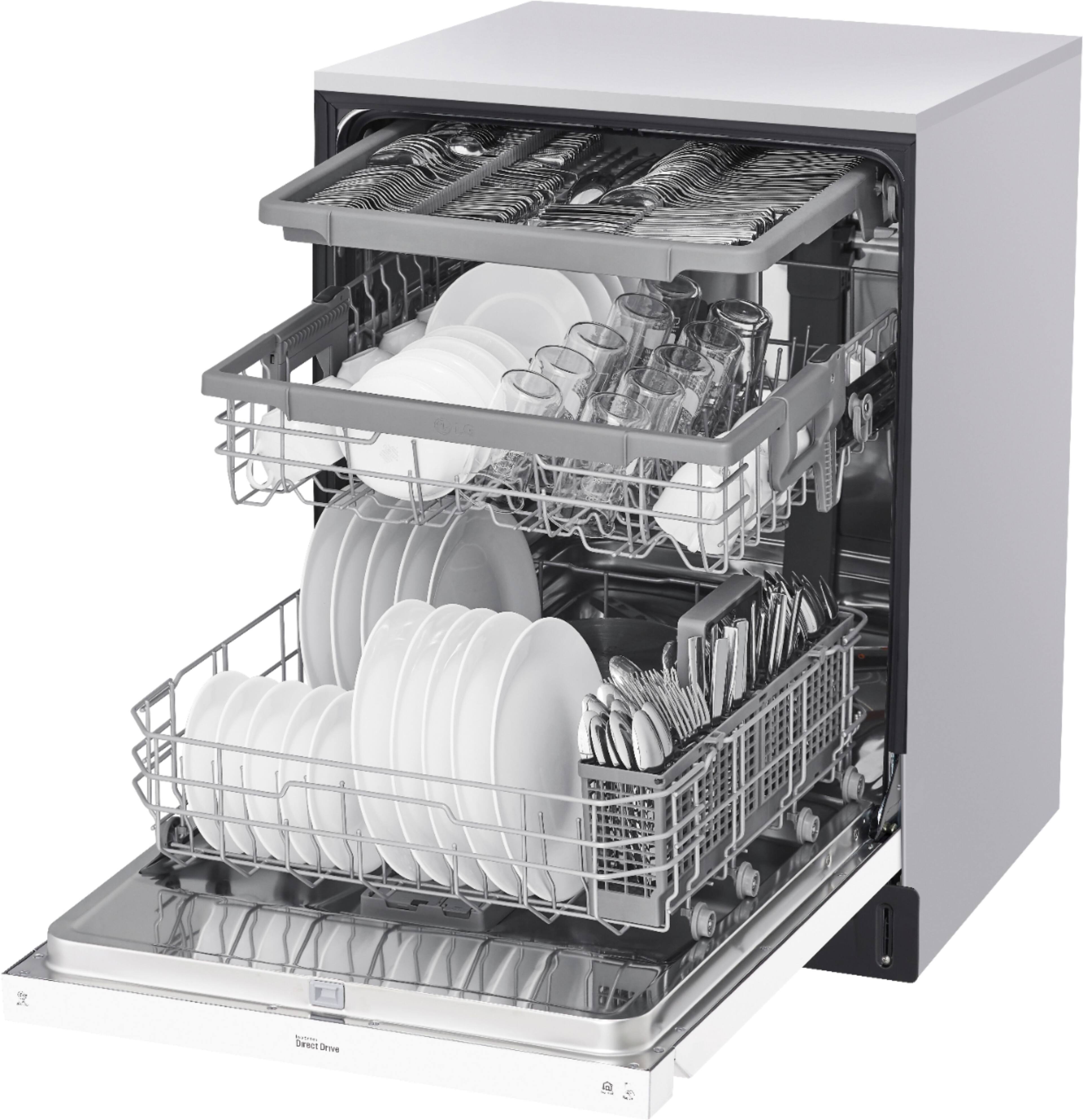 Alt View 17. LG - 24" Front Control Smart Built-In Stainless Steel Tub Dishwasher with 3rd Rack, QuadWash, and 48dba - White.