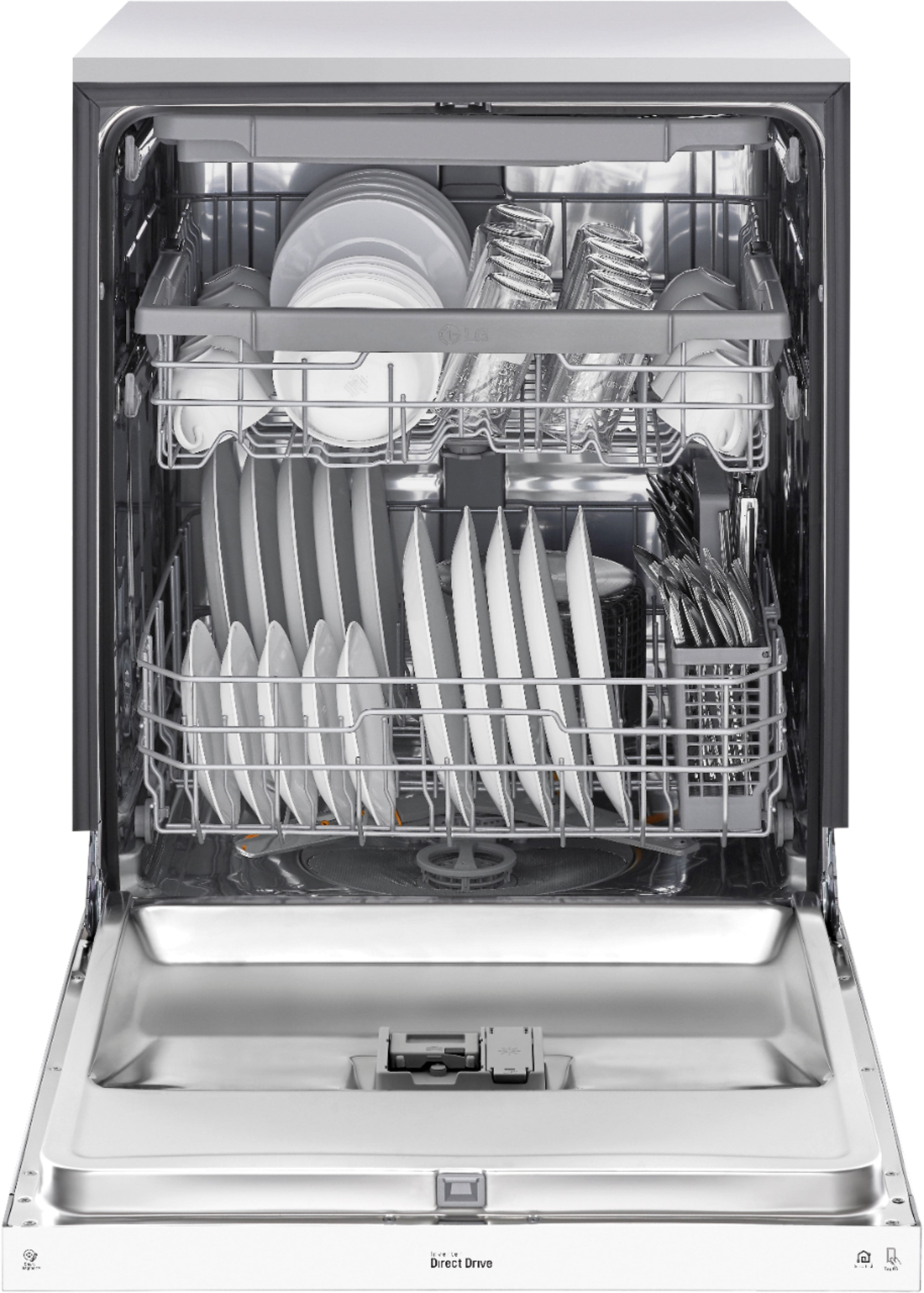Alt View 18. LG - 24" Front Control Smart Built-In Stainless Steel Tub Dishwasher with 3rd Rack, QuadWash, and 48dba - White.