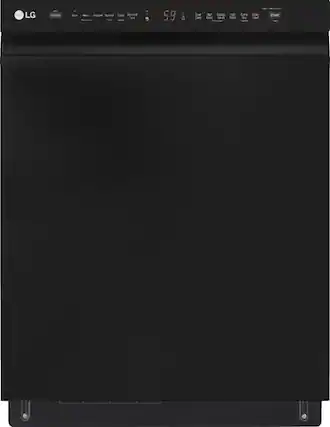 Front. LG - 24" Front Control Smart Built-In Stainless Steel Tub Dishwasher with 3rd Rack, QuadWash, and 48dba - Black.