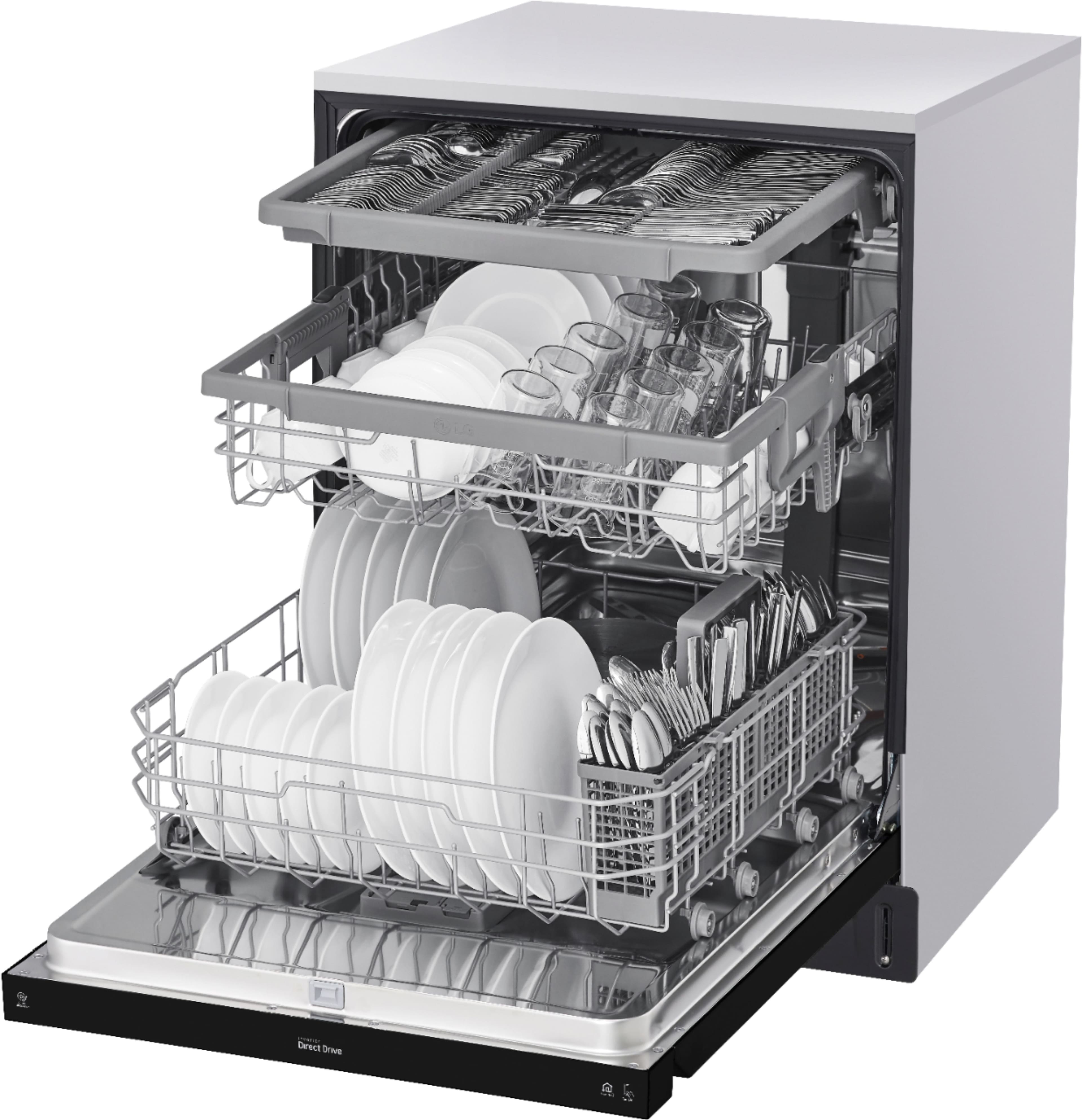 Alt View 14. LG - 24" Front Control Smart Built-In Stainless Steel Tub Dishwasher with 3rd Rack, QuadWash, and 48dba - Black.