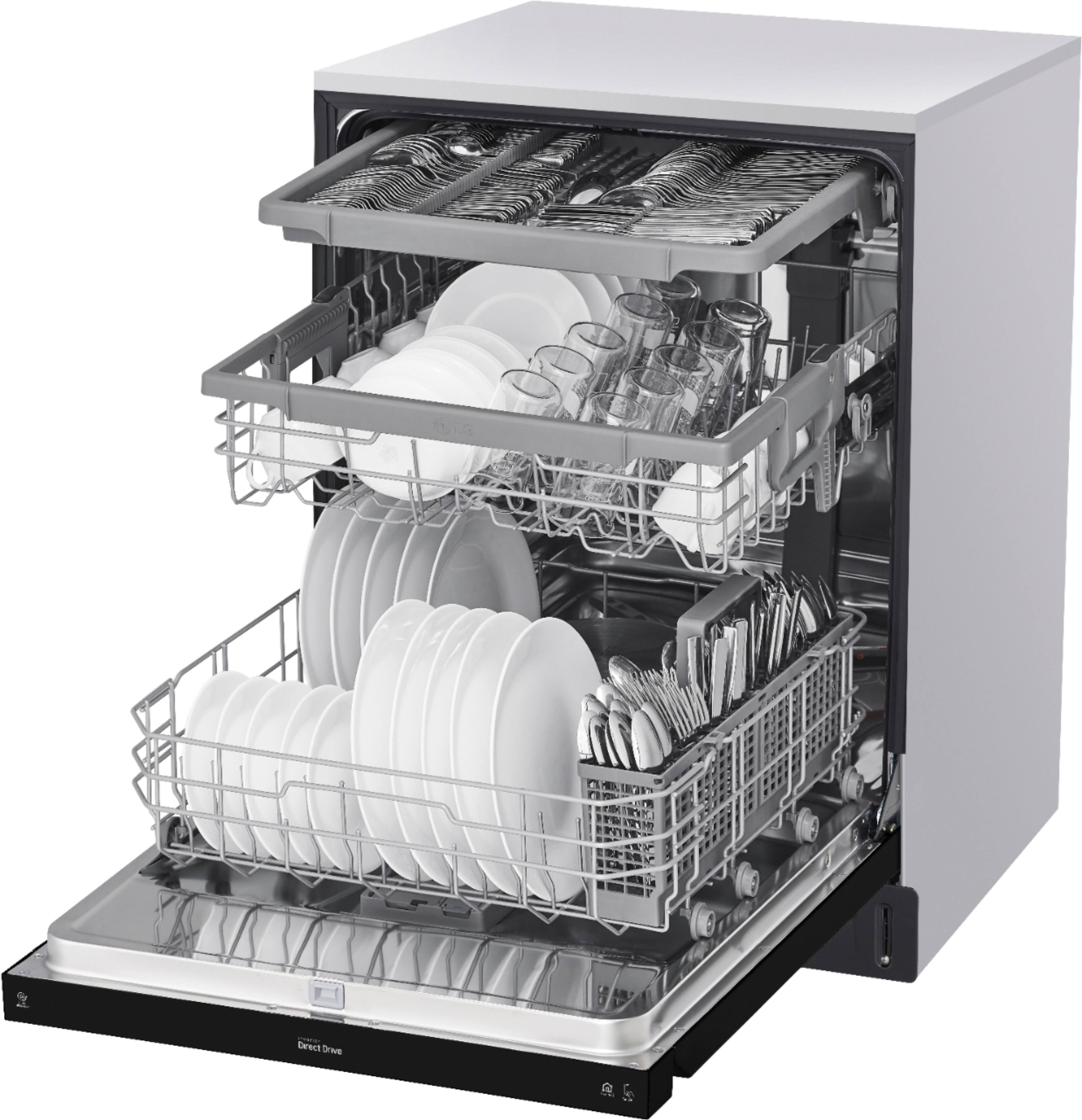 Alt View 14. LG - 24" Front Control Smart Built-In Stainless Steel Tub Dishwasher with 3rd Rack, QuadWash, and 48dba - Black.