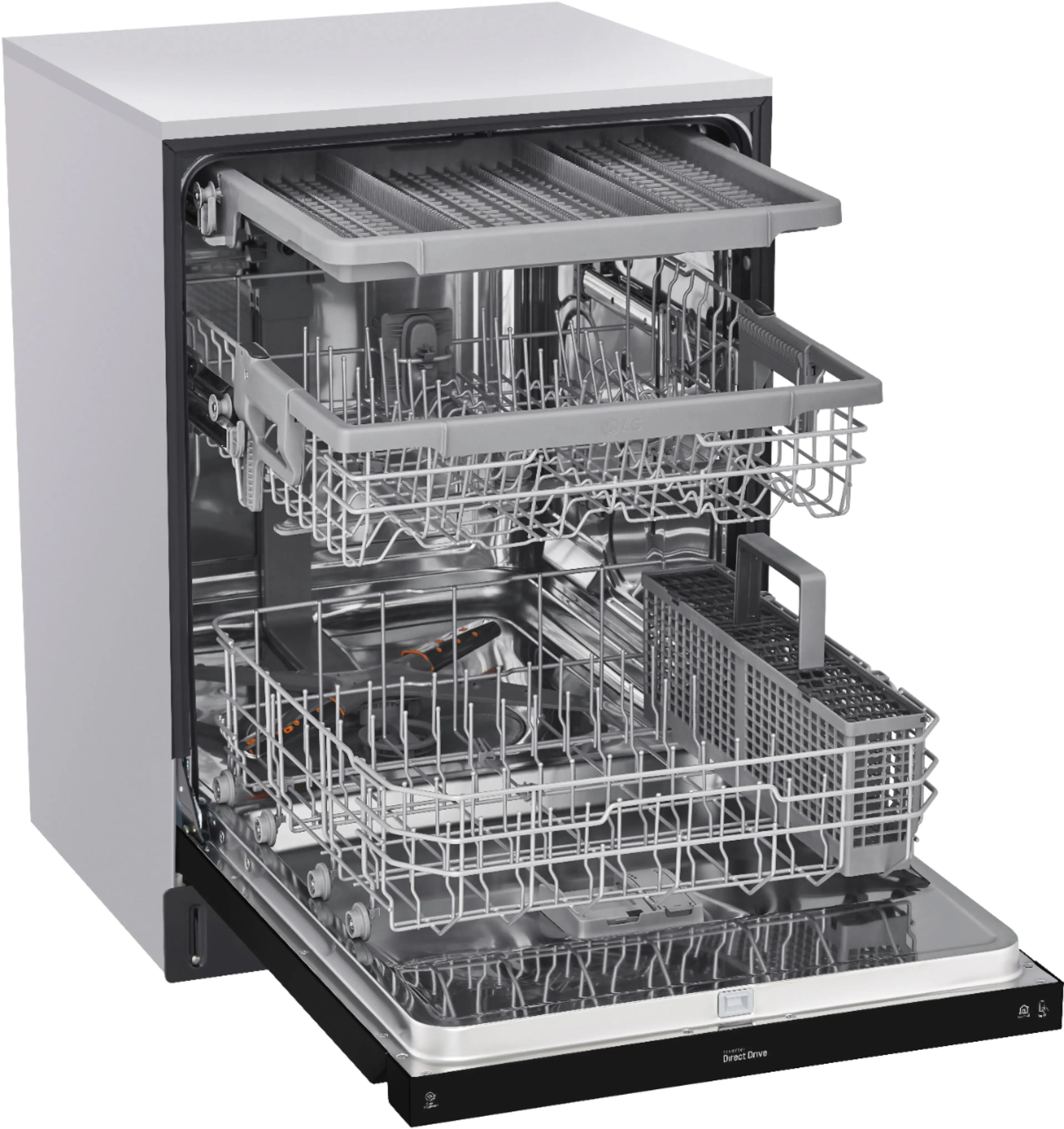 Alt View 19. LG - 24" Front Control Smart Built-In Stainless Steel Tub Dishwasher with 3rd Rack, QuadWash, and 48dba - Black.