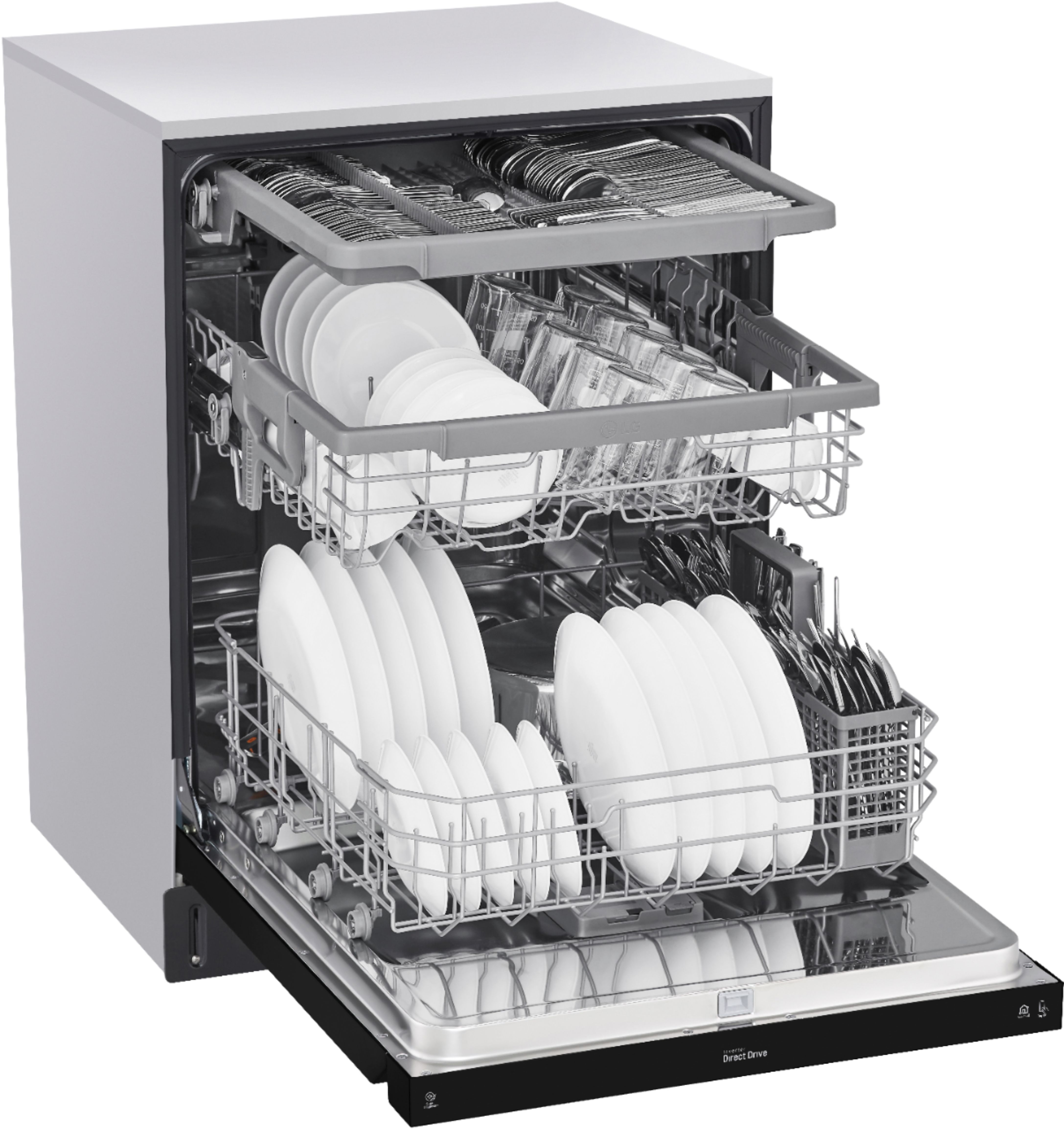 Left View: Samsung - 24" Top Control Built-In Dishwasher - Stainless Steel
