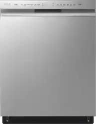 LG - 24" Front Control Built-In Tub Dishwasher with 3rd Rack, Quadwash, and 48dba - Stainless Steel - Front_Zoom