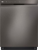 LG - 24" Front Control Smart Built-In Stainless Steel Tub Dishwasher with 3rd Rack, QuadWash, and 48dba - Black Stainless Steel - Front_Zoom