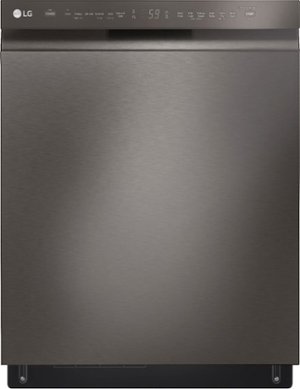 LG - 24" Front Control Smart Built-In Stainless Steel Tub Dishwasher with 3rd Rack, QuadWash, and 48dba - Black stainless steel