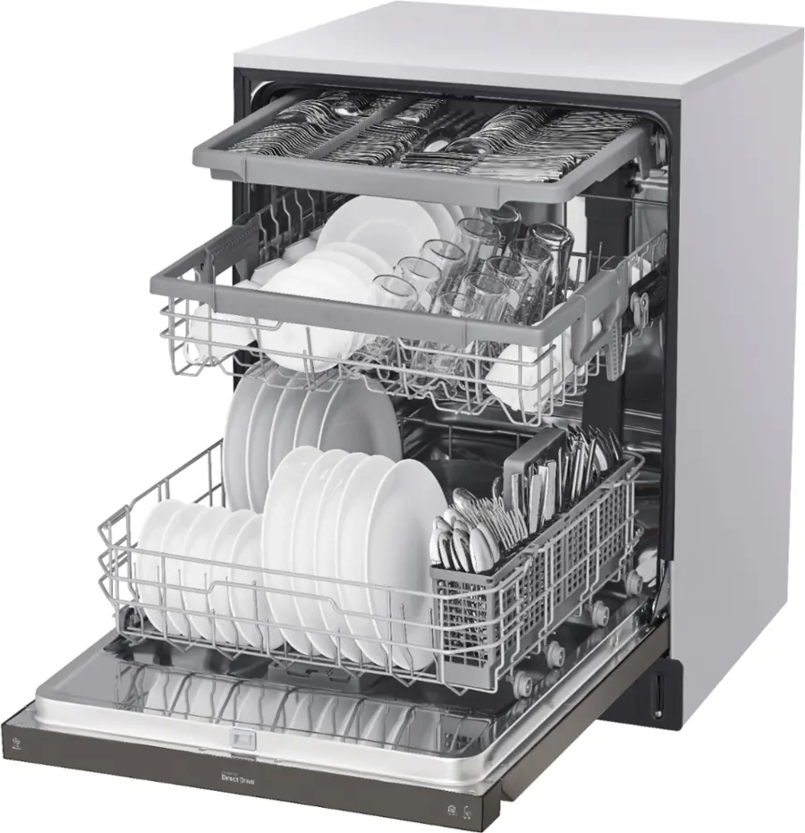 Alt View 11. LG - 24" Front Control Smart Built-In Stainless Steel Tub Dishwasher with 3rd Rack, QuadWash, and 48dba - PrintProof Black Stainless Steel.