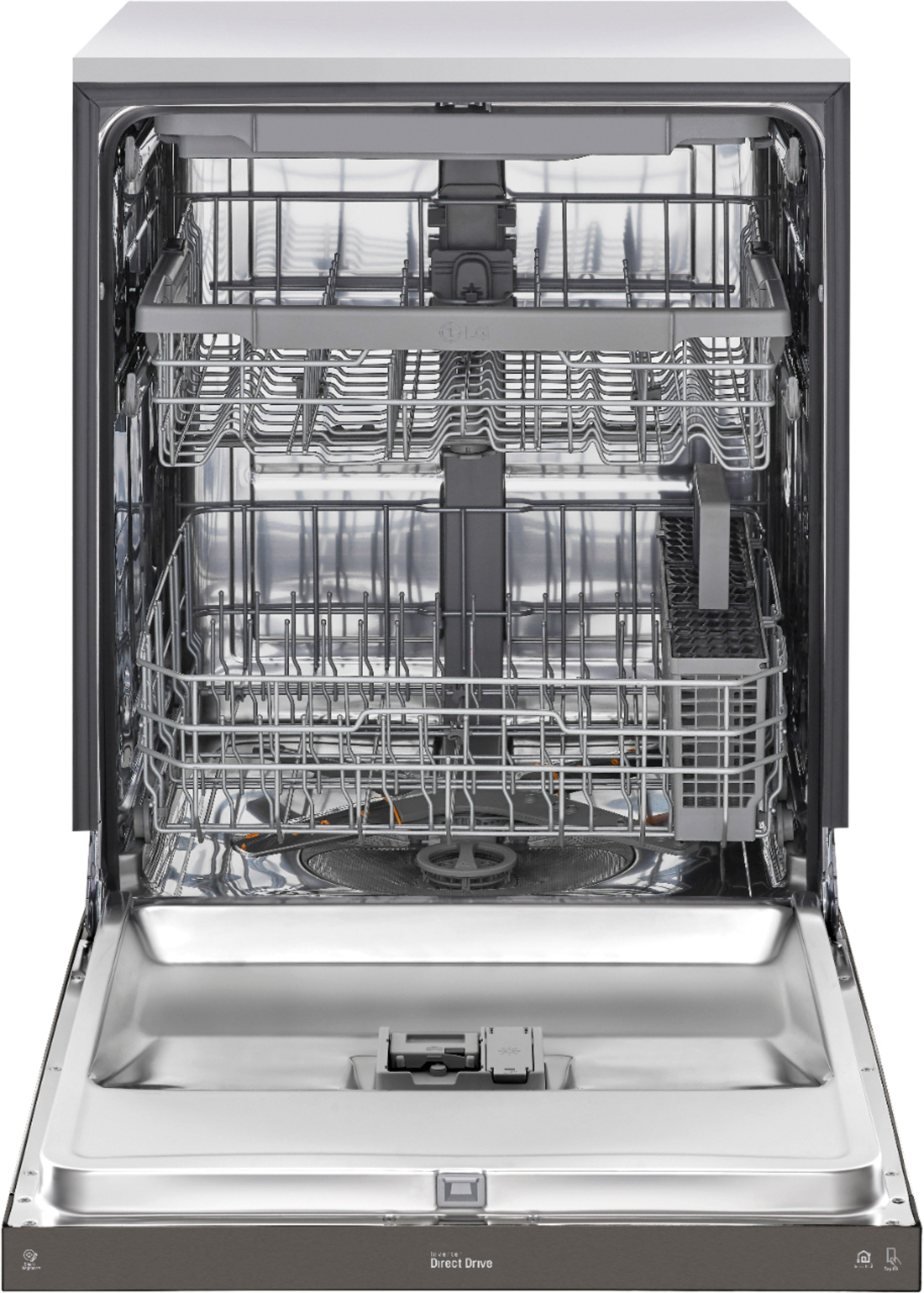 Alt View 14. LG - 24" Front Control Smart Built-In Stainless Steel Tub Dishwasher with 3rd Rack, QuadWash, and 48dba - PrintProof Black Stainless Steel.