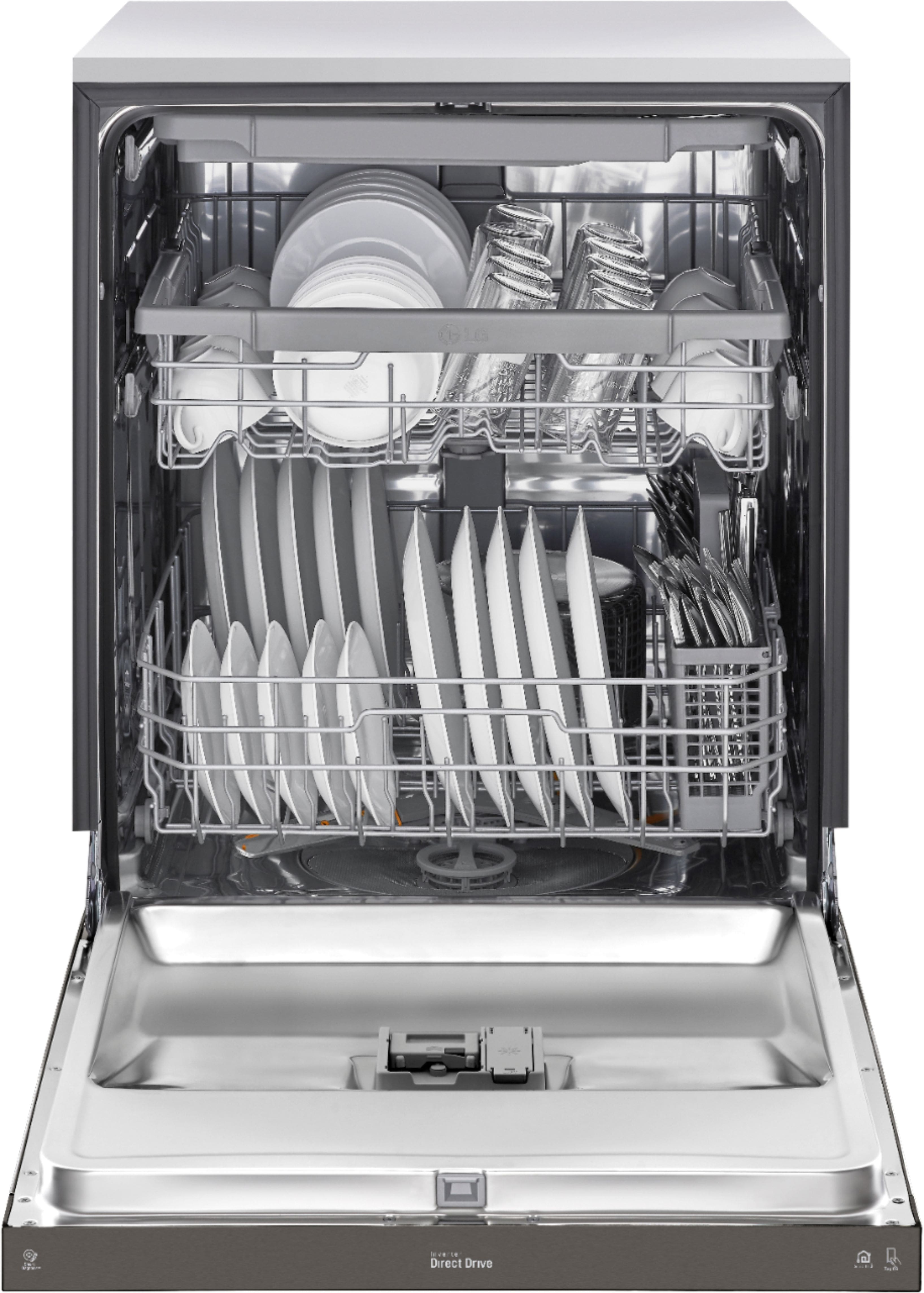 Alt View 16. LG - 24" Front Control Smart Built-In Stainless Steel Tub Dishwasher with 3rd Rack, QuadWash, and 48dba - PrintProof Black Stainless Steel.