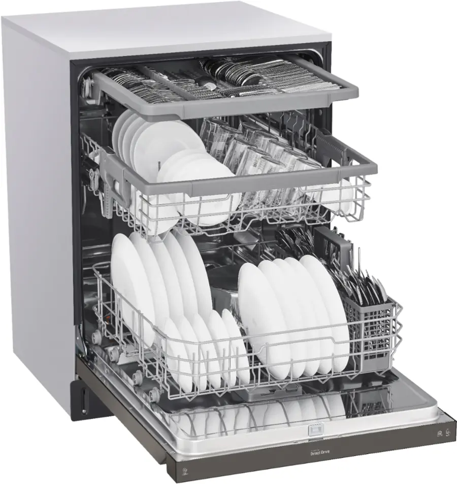 Alt View 18. LG - 24" Front Control Smart Built-In Stainless Steel Tub Dishwasher with 3rd Rack, QuadWash, and 48dba - PrintProof Black Stainless Steel.