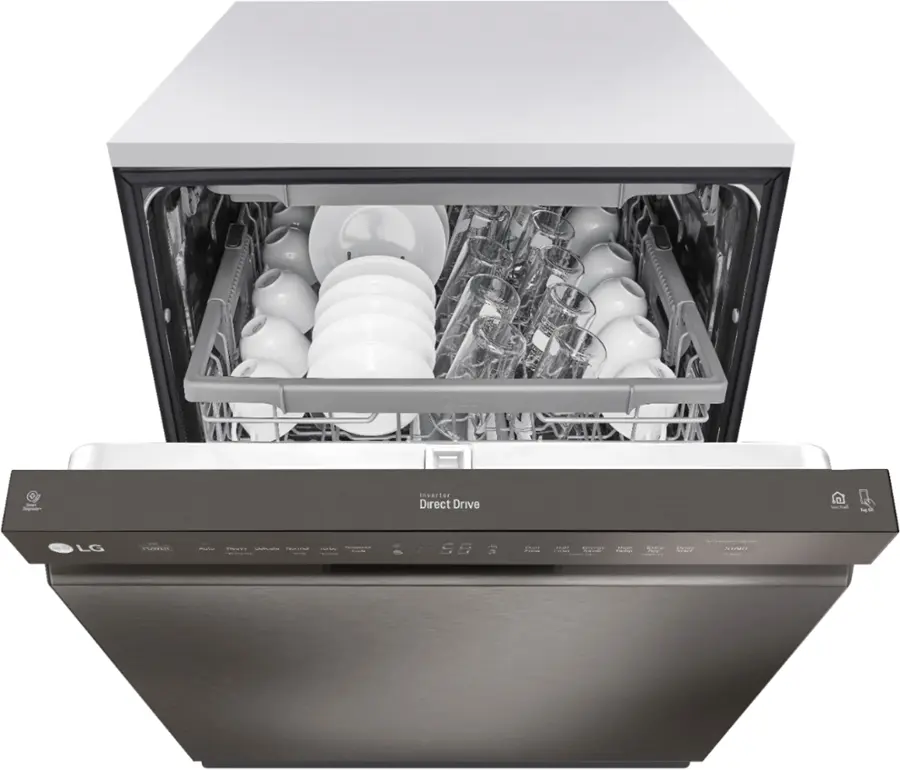 Alt View 19. LG - 24" Front Control Smart Built-In Stainless Steel Tub Dishwasher with 3rd Rack, QuadWash, and 48dba - PrintProof Black Stainless Steel.
