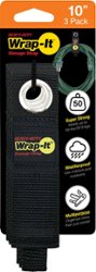 Wrap-It Storage - Heavy-Duty Straps, 10-inch (3-Pack)- Extension Cord Organizer, Cord Wrap Keeper, Cable Straps for Cords - Black - Angle_Zoom