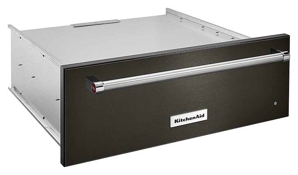 Angle. KitchenAid - 27" Warming Drawer with Slow Cook Warming and PrintShield Finish - Black Stainless steel.
