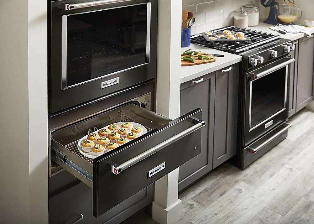 Alt View 27. KitchenAid - 27" Warming Drawer with Slow Cook Warming and PrintShield Finish - Black Stainless steel.