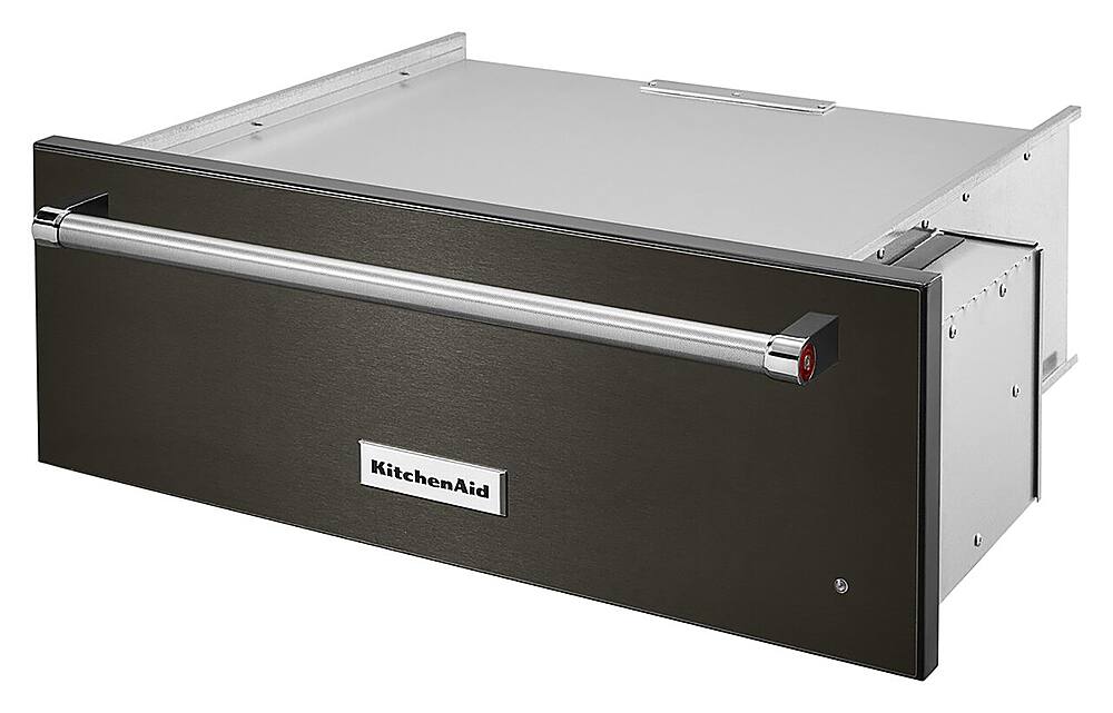 Left. KitchenAid - 27" Warming Drawer with Slow Cook Warming and PrintShield Finish - Black Stainless steel.