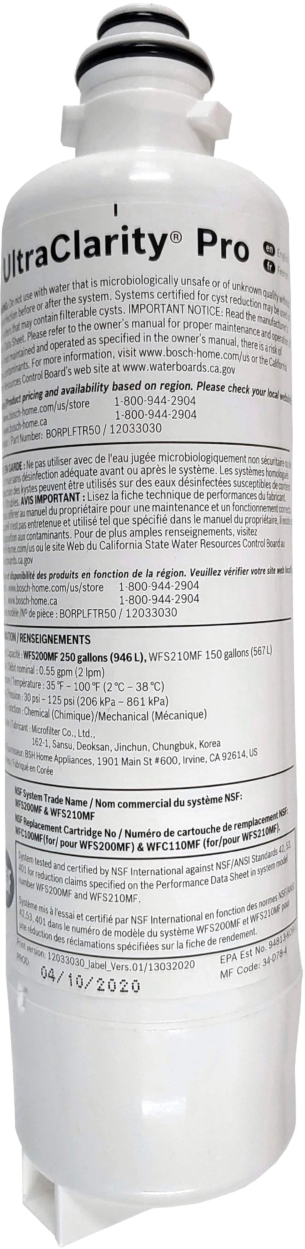 Bosch - Water Filter Replacement - White - Front_Zoom