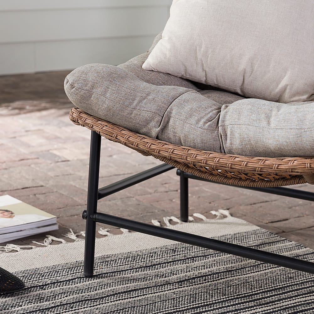 Alt View 18. Walker Edison - Papasan Wicker Patio Chairs with Cushion - Natural.