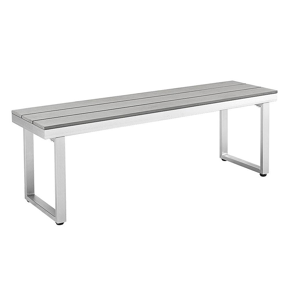 Angle View: Walker Edison - Modern Patio Outdoor Metal Garden Bench - Grey