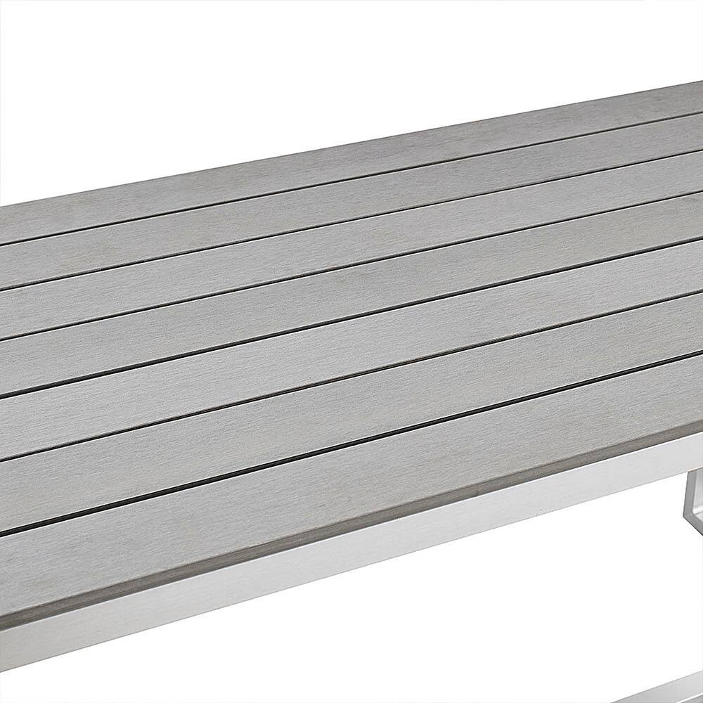 Left View: Walker Edison - Modern Patio Outdoor Metal Garden Bench - Grey