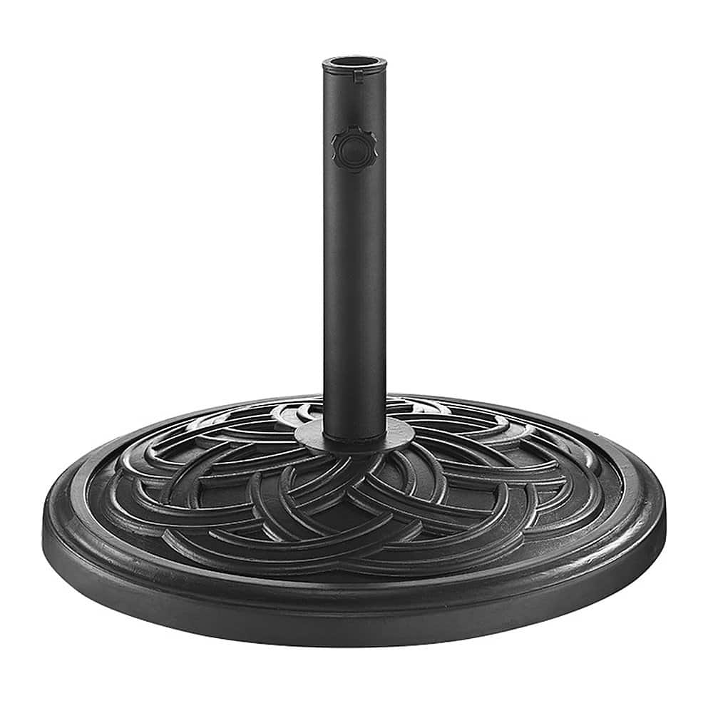 Angle View: Walker Edison - Circle Weave Round Outdoor Umbrella Base - Black