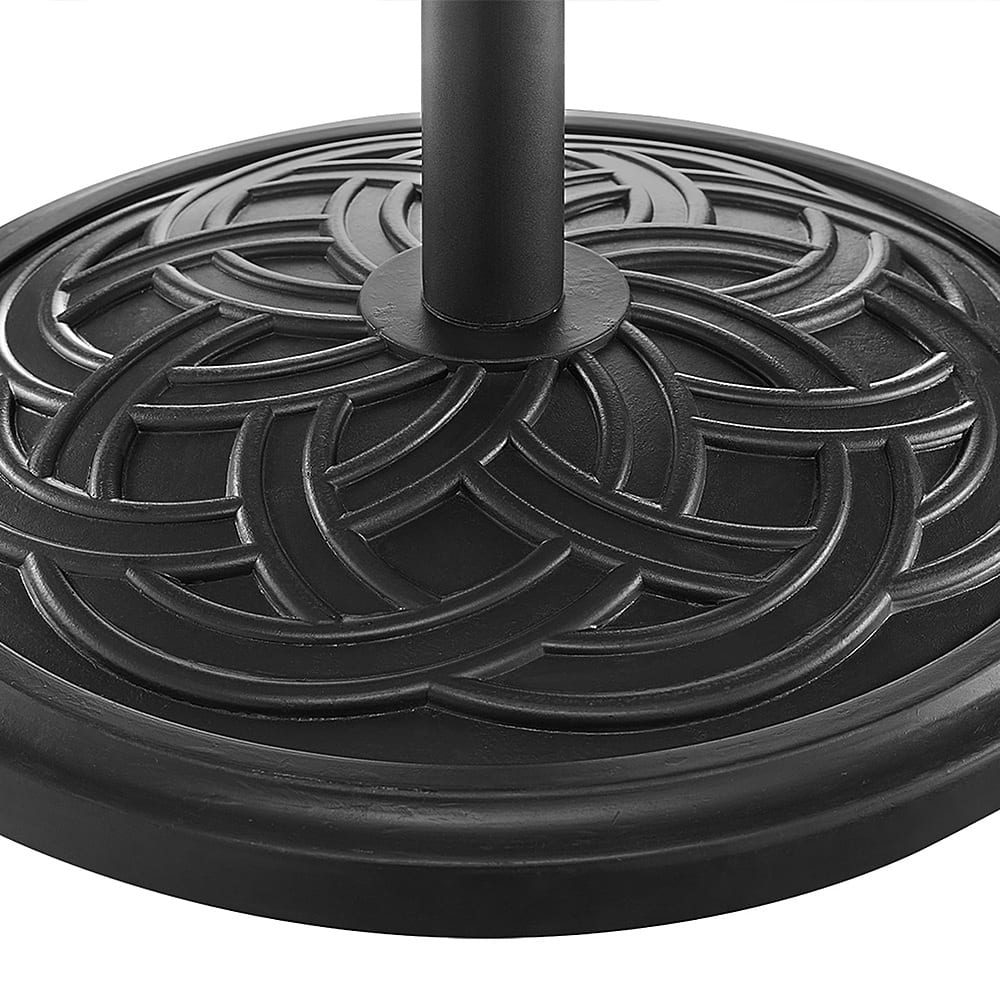 Left View: Walker Edison - Circle Weave Round Outdoor Umbrella Base - Black