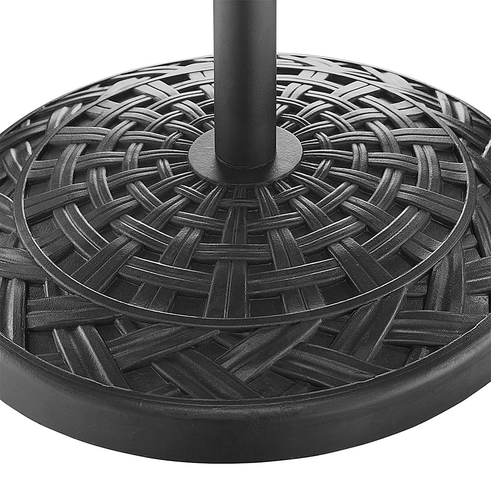 Left View: Walker Edison - Cross Weave Round Outdoor Umbrella Base - Black