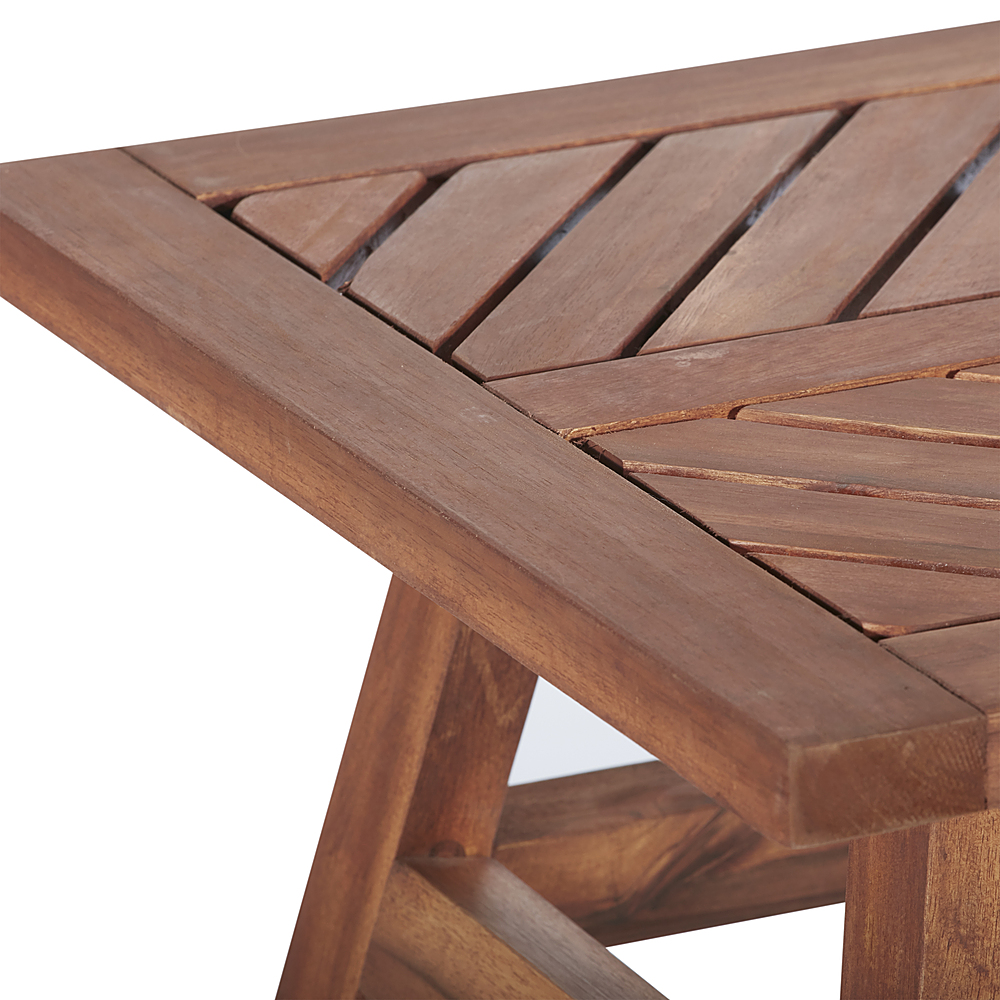 Left View: Walker Edison - Windsor Acacia Wood Outdoor Side Table - Brown