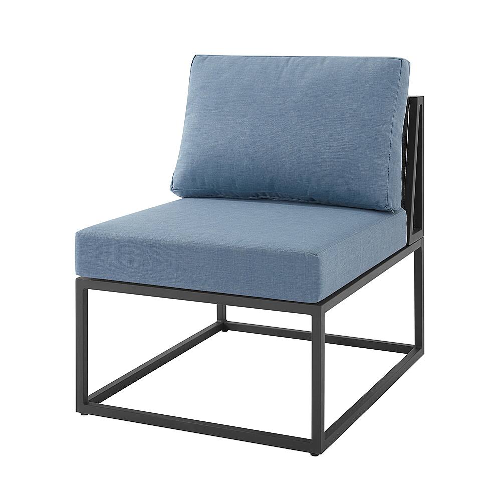 Angle View: Walker Edison - Modern Rockland Linen Wrap Patio Chair - Blue