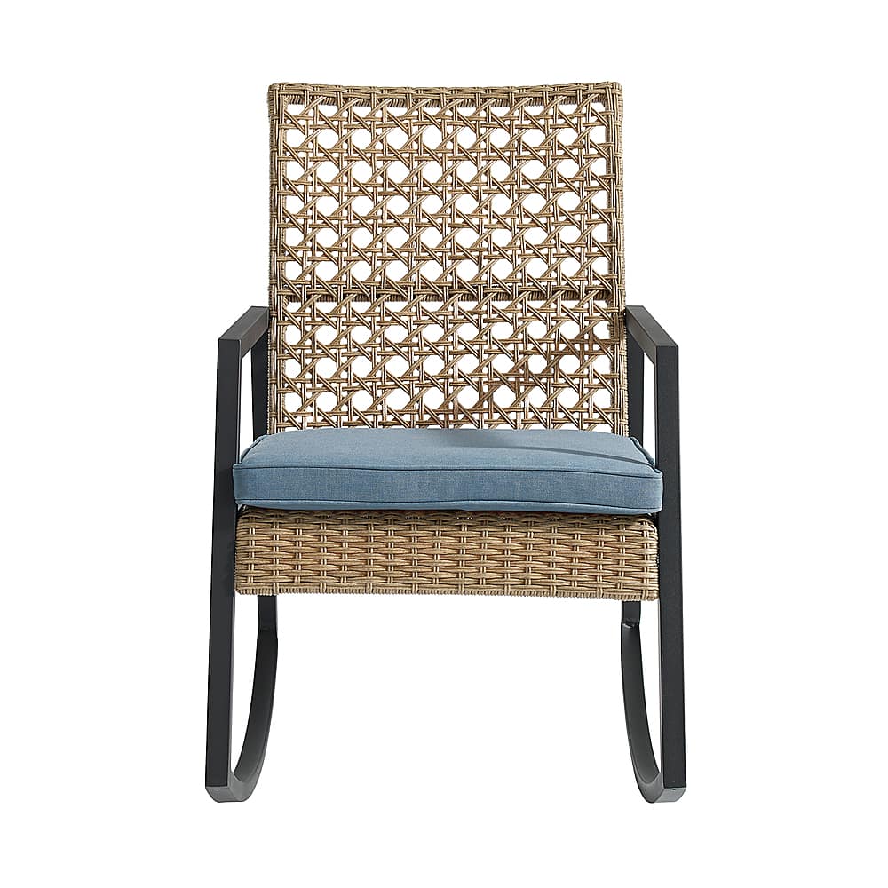 Best Buy Walker Edison Modern Wicker Deep Seated Rocking Chair Beige