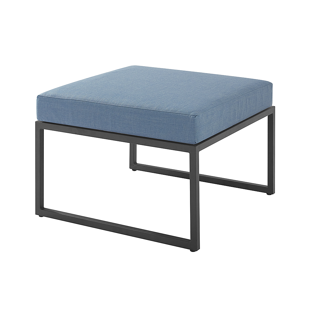Angle View: Walker Edison - Rockland Modern Outdoor Ottoman Coffee Table - Blue