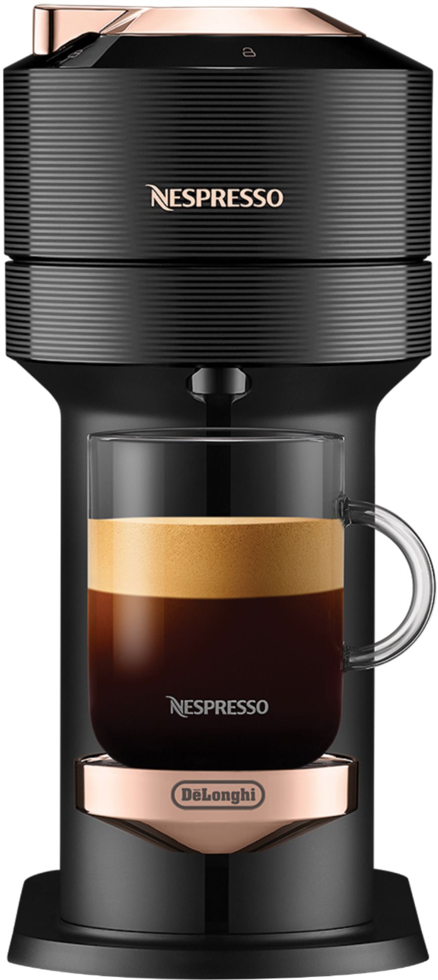 Nespresso Vertuo Next Premium Coffee and Espresso Maker by Delonghi with Aeroccino Milk Frother, Black Rose Gold