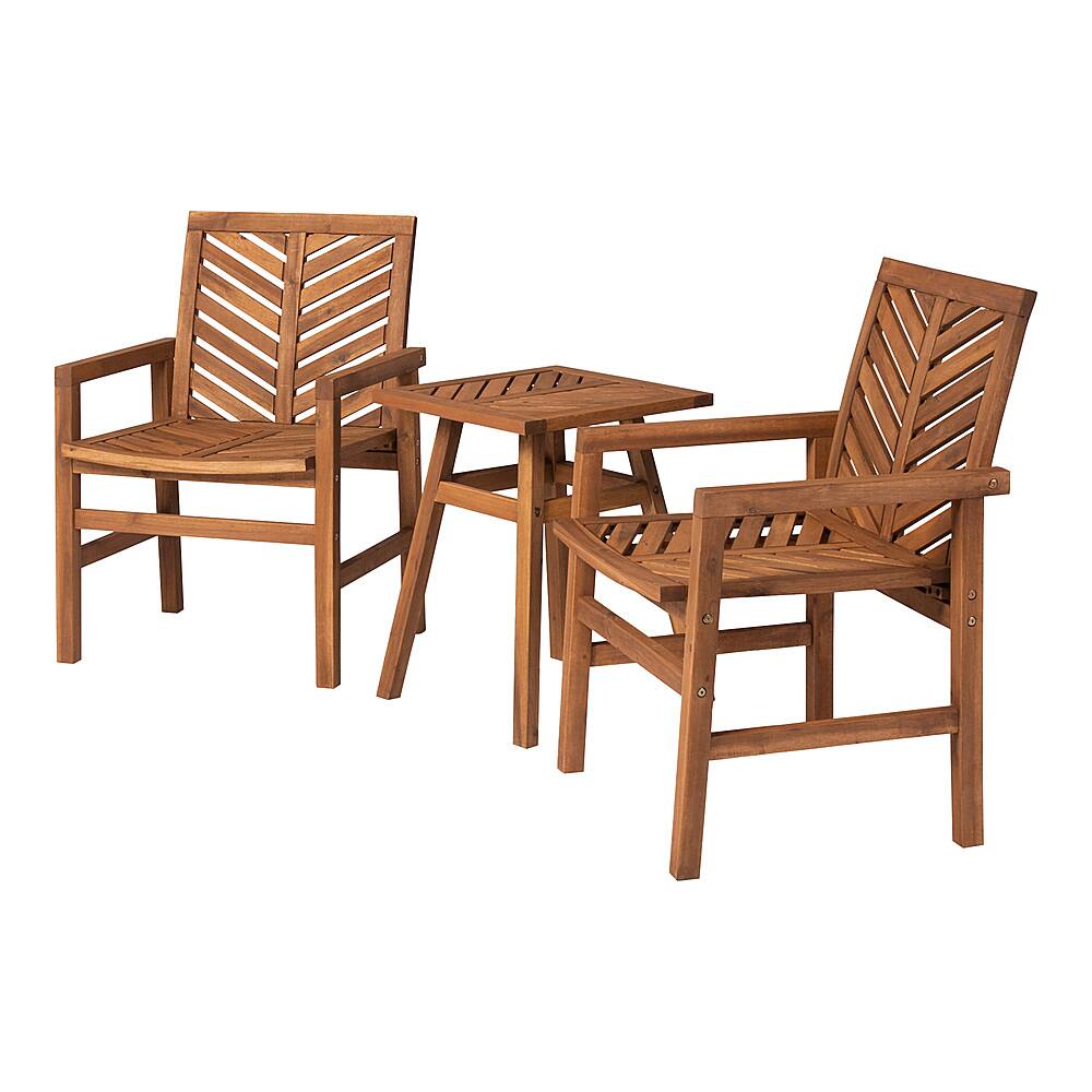 Left View: Walker Edison - 3-Piece Windsor Patio Chat Set - Brown