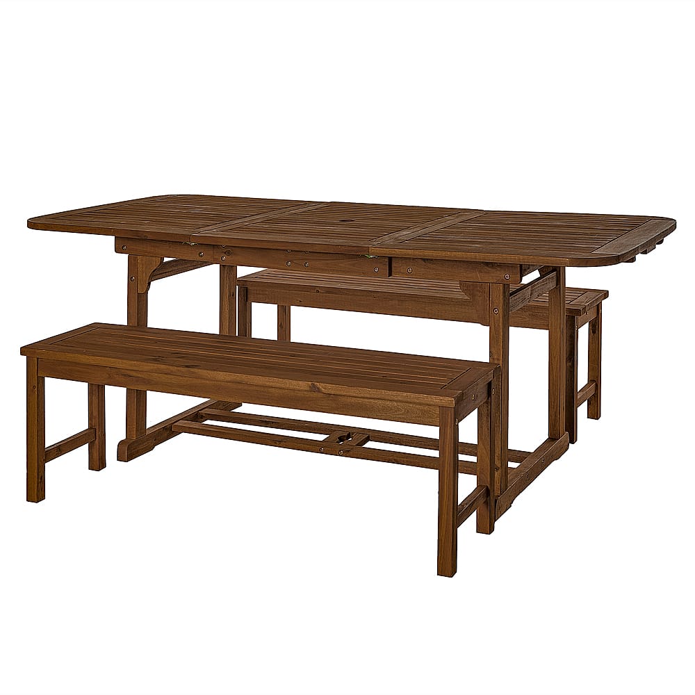 Angle View: Walker Edison - 3-Piece Acacia Wood Outdoor Patio Dining Set