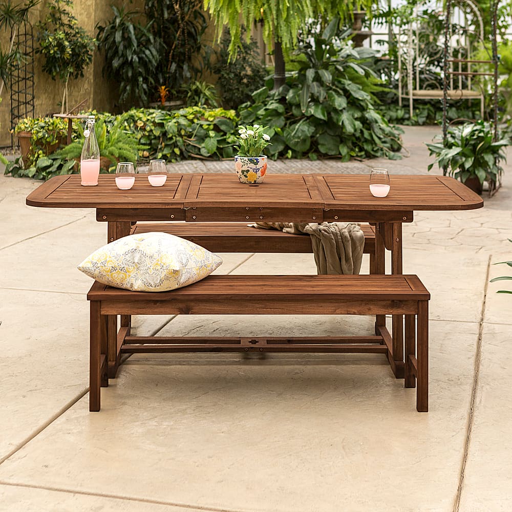 Left View: Walker Edison - 3-Piece Acacia Wood Outdoor Patio Dining Set