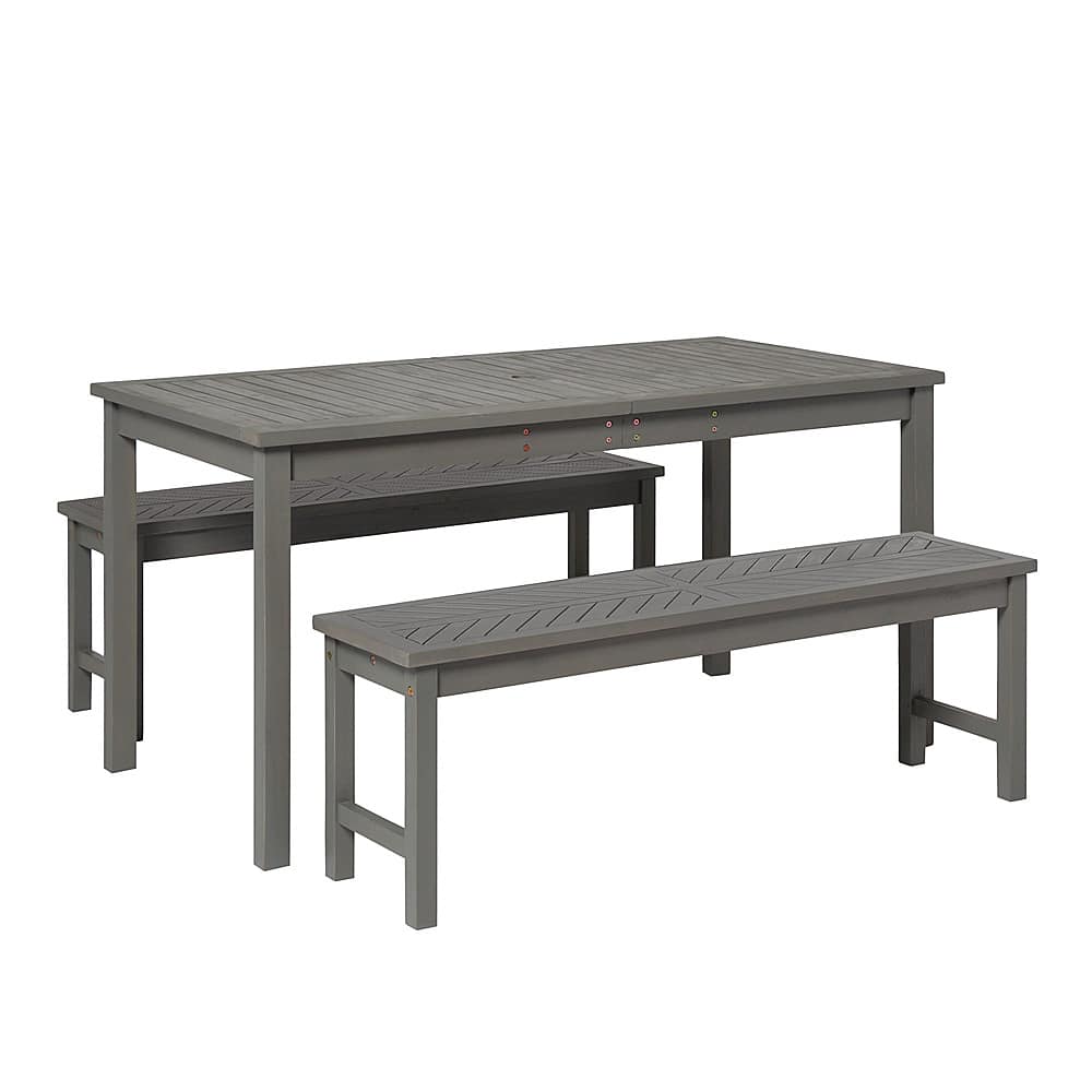 Left View: Walker Edison - 3-Piece Windsor Outdoor Dining Set - Grey Wash