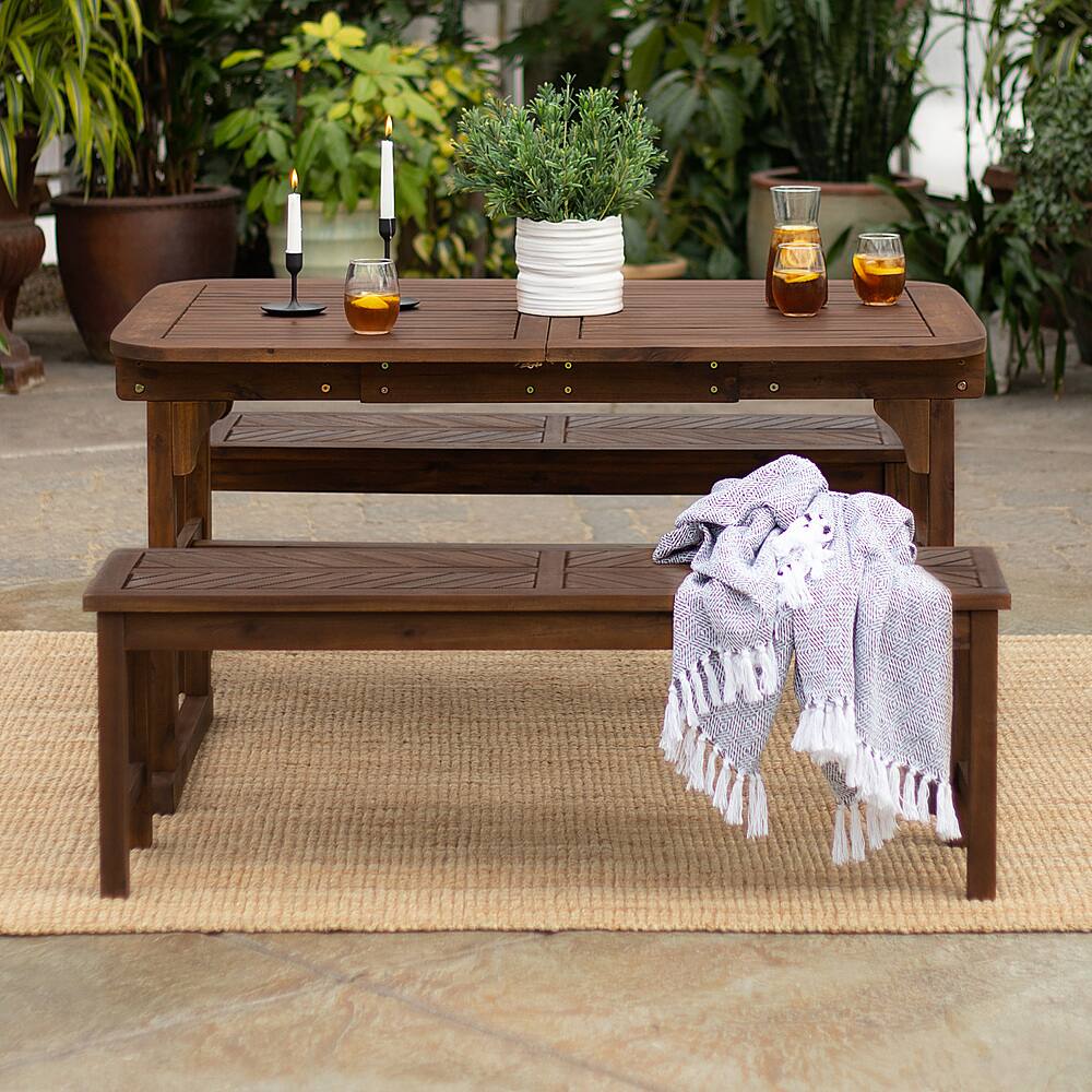 Left View: Walker Edison - 3-Piece Windsor Patio Dining Set - Dark Brown