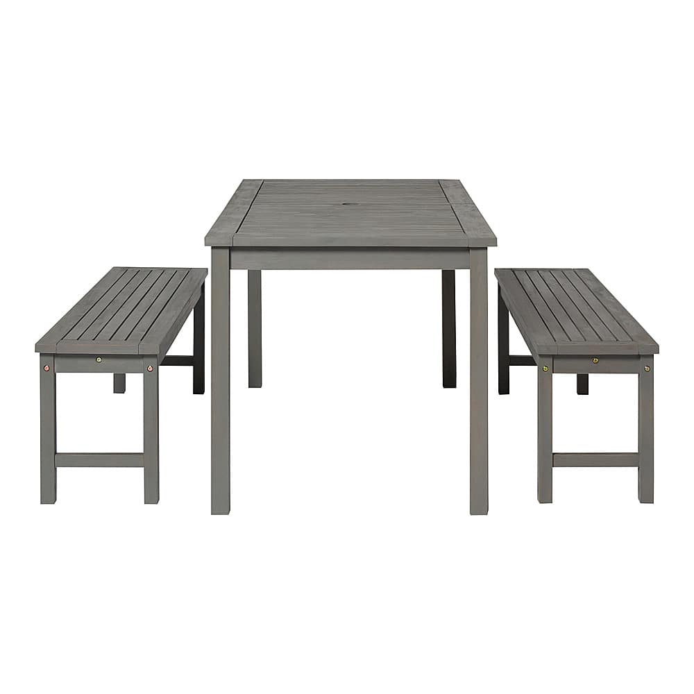 Left View: Walker Edison - 3-Piece Cypress Dining Set - Grey Wash