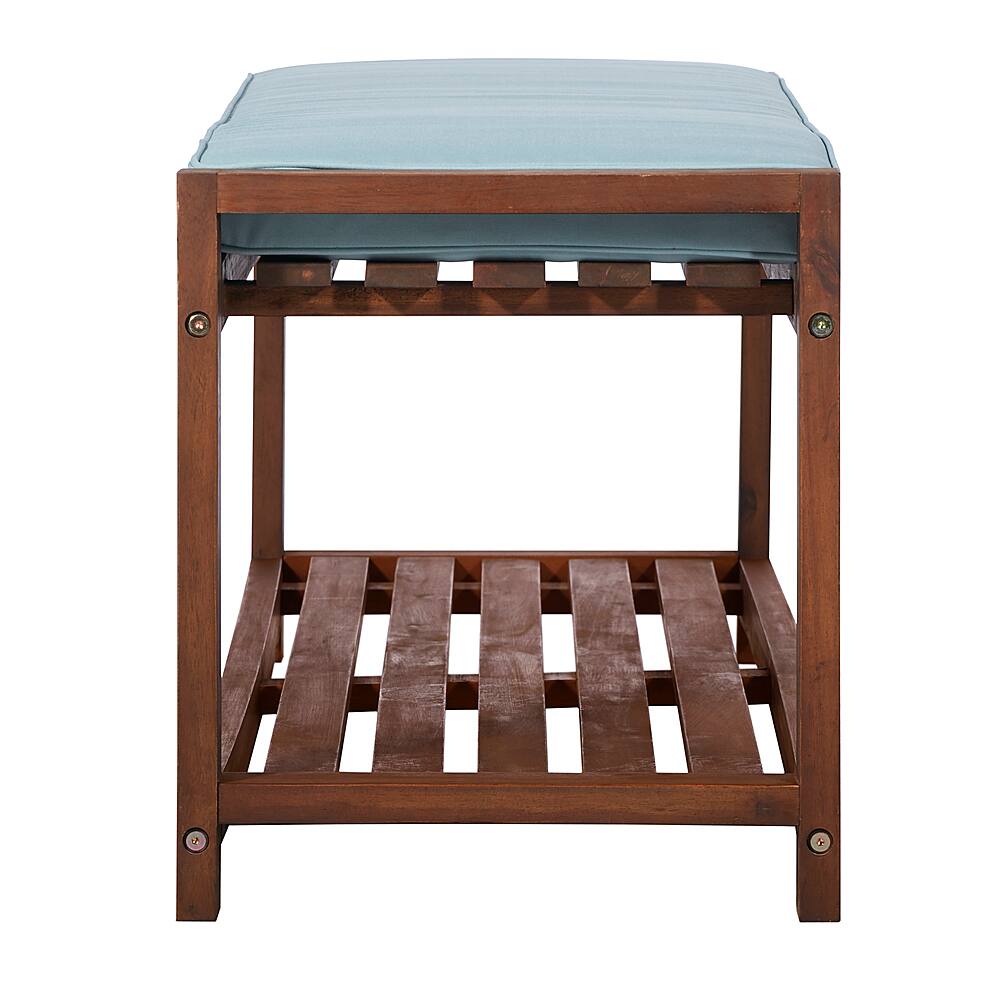 Left View: Walker Edison - Patio Outdoor Wood Garden Bench with Cushion - Blue