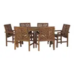 Front. Walker Edison - 7-Piece Windsor Patio Dining Set - Dark Brown.