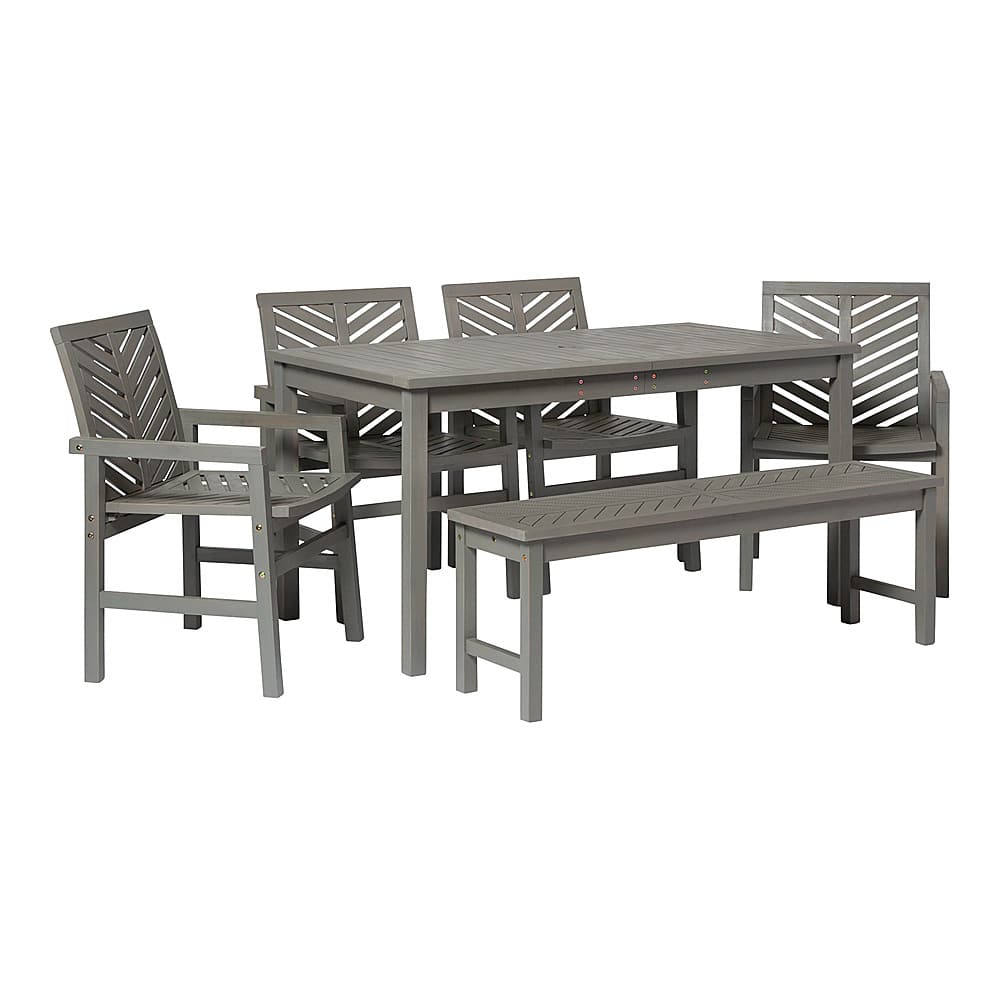 Angle View: Walker Edison - 6-Piece Windsor Patio Dining Set - Grey Wash