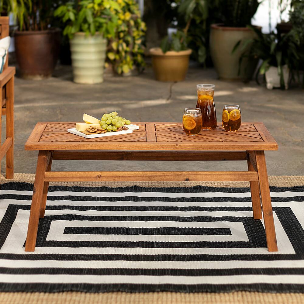 Best Buy Walker Edison Windsor Acacia Wood Outdoor Coffee Table Brown