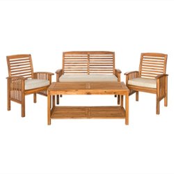 Walker Edison - 4-Piece Cypress Patio Chat Set - Brown - Front_Zoom